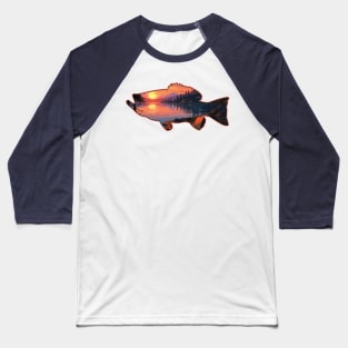 Landscape Of The Lake Campsite - Bass Fishing Baseball T-Shirt